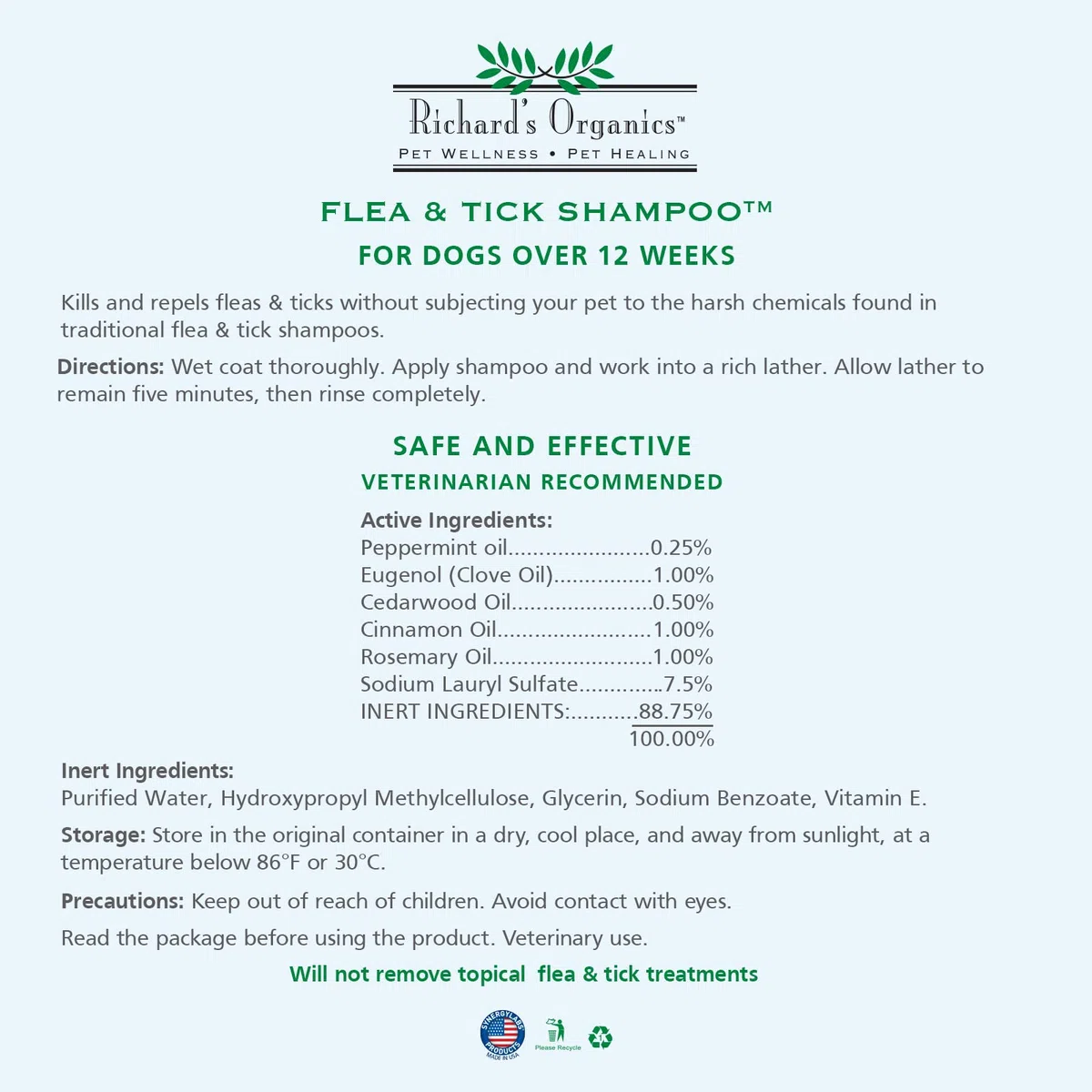 Synergy Labs Richard da Organics Flea & Tick Shampoo, 12 FL. oz.