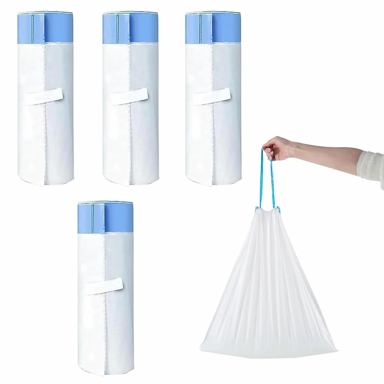 RMAN 80 pezzi Sacchetti per Lettiera per Gatti 60×50 cm Sacchetto Lettiera Gatto con Cordoncino Adatto autopulente, Antigraffio, Durevole, Gatti Accessori, 4 rotoli