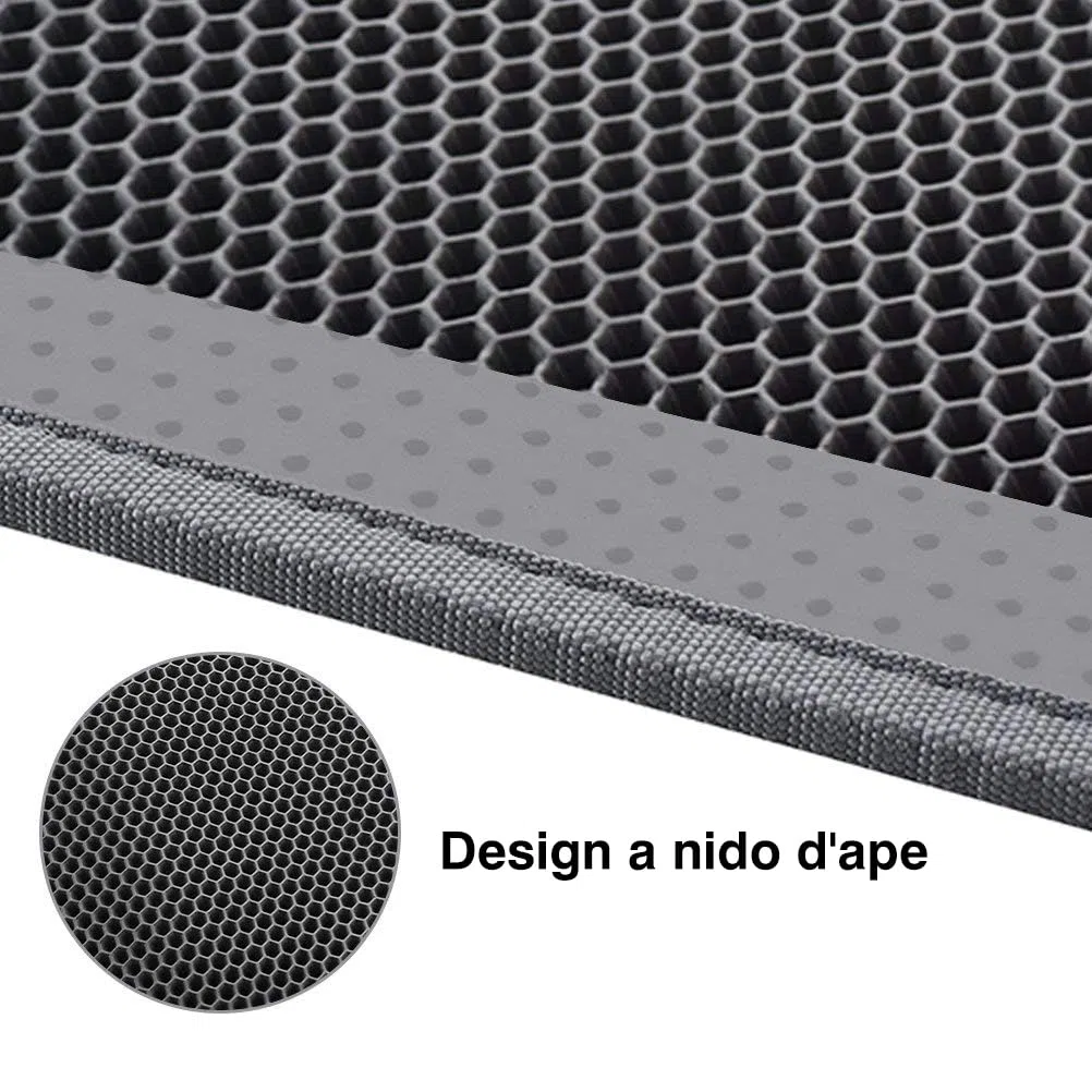 Pieviev Tappetino per Lettiera con Doppio Strato per Toilette per Gatti, Tappetino per Lettiera per Gatti in EVA Progettato a Nido d'Ape, Antiscivolo e Anti-perdite, 61 * 38 cm - Grigio