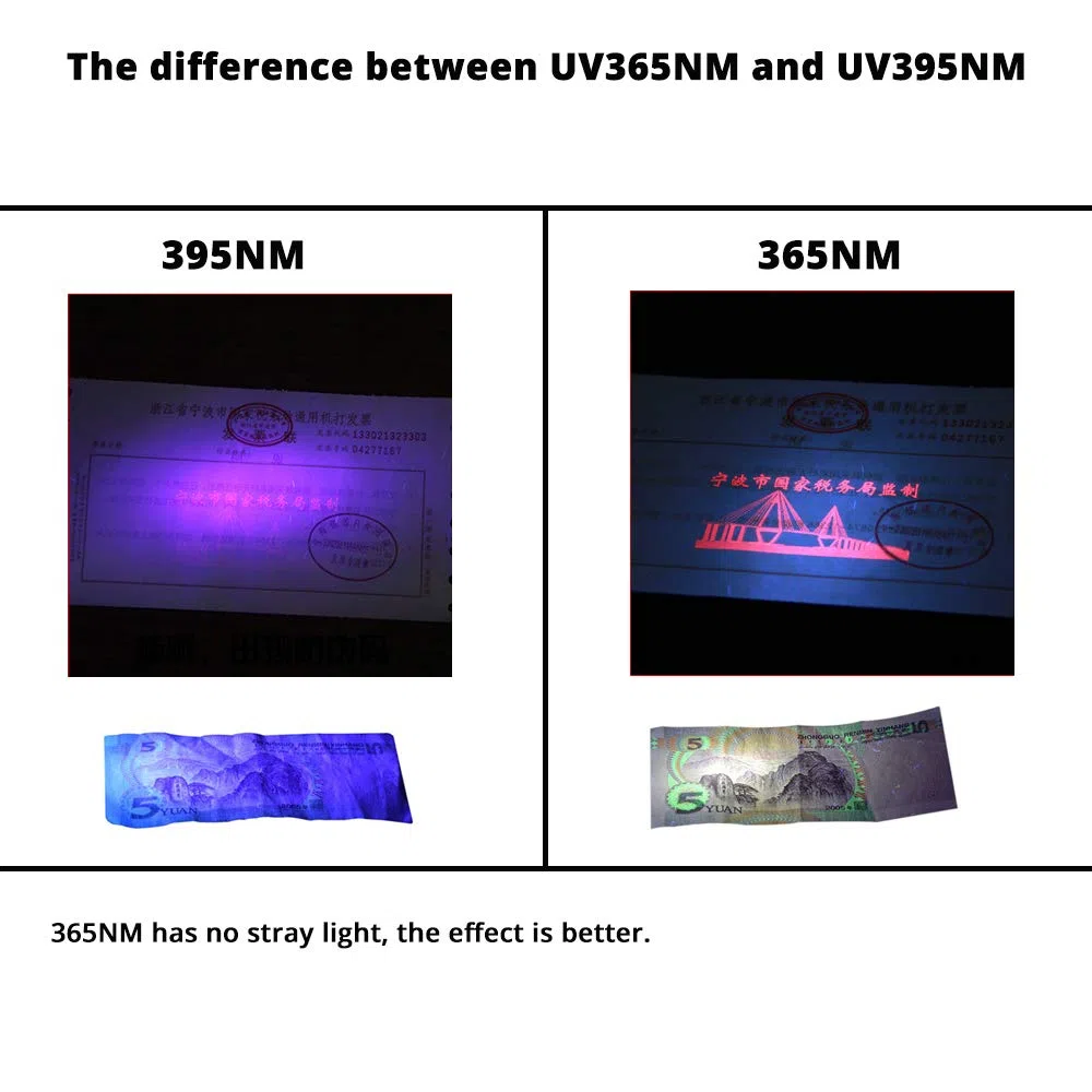 Torcia UV, 365nm e 395nm UV Torcia a Raggi Ultravioletti Zoom Capace Blacklight Doppia Sorgente UV Rilevatore di Urina per Animali Domestici Verifica dei Documenti Scorpioni Arte Fotografia