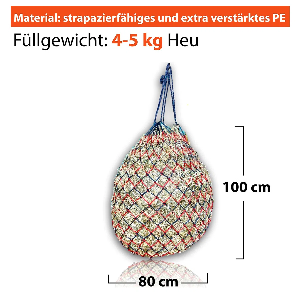 Rete da fieno extra grande per cavalli, 5 x 5 cm, maglie adatte alle specie, migliore digestione, sacco da viaggio, per pony, cavalli giovani, capre (2 nero-rosso)