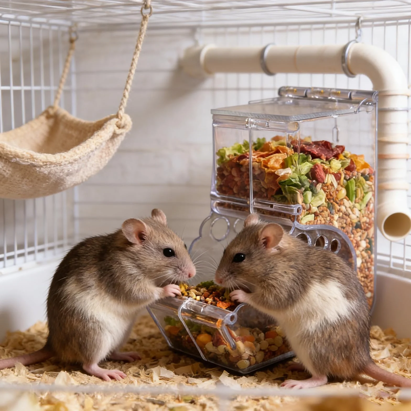 Distributore automatico di cibo per criceti, Acrilico Trasparente, Mangiatoia per Criceti Automatica, Hamster Feeder, Alimentatore Automatico a Gravità, per Criceti, Scoiattoli e Altri Piccoli Animali