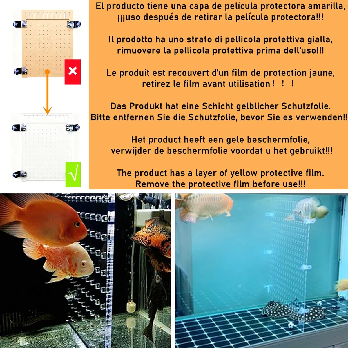 Divisori per Acquario Divisorio per Acquario in Acrilico Separatore per Acquari con Ventose Piatto Separatore di Pesce Trasparente per Acquari (40 x 30 cm)