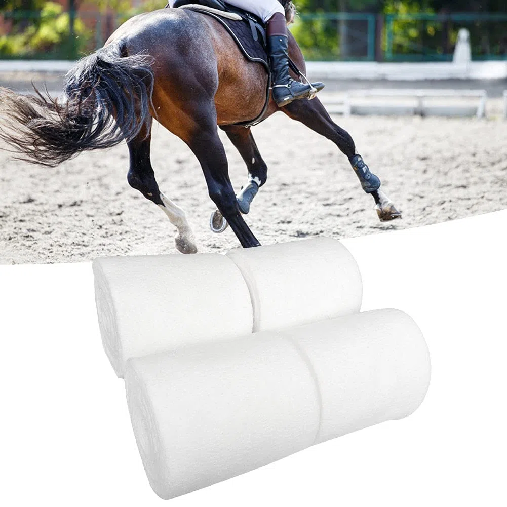 Cyrank 4 Rotoli di Fascia per Le Gambe del Cavallo, Supporto per la Protezione dello Stivale in Pile Addensato Bianco Attrezzatura equestre Professionale