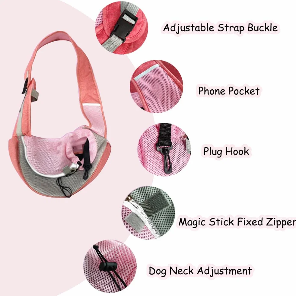 FEimaX Borsa a Tracolla per Animali Domestici, Borsa da Viaggio Regolabile per Cani o Gatti Piccola, da Viaggio, per Viaggi all’aperto, Passeggiate e Metropolitana (S, Rosa)