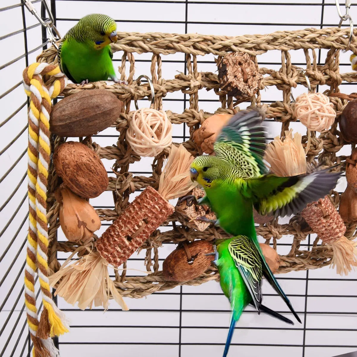 Giochi per Pappagalli, Giochi per Uccelli Pappagallo Giocattolo da Masticare Naturale per Cockatiels, Pappagallini e Uccelli Adorabili