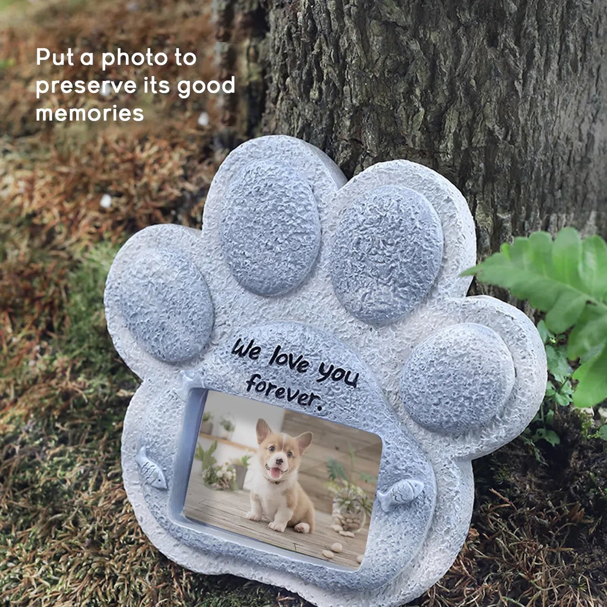 Cane Pietra Tomba, Lapide commemorativa per Cani, Lapide Foto, lapide del del Cucciolo a Resina, lapide 'Animale Domestico per la Decorazione del Cortile, Cane, 15 * 15 cm