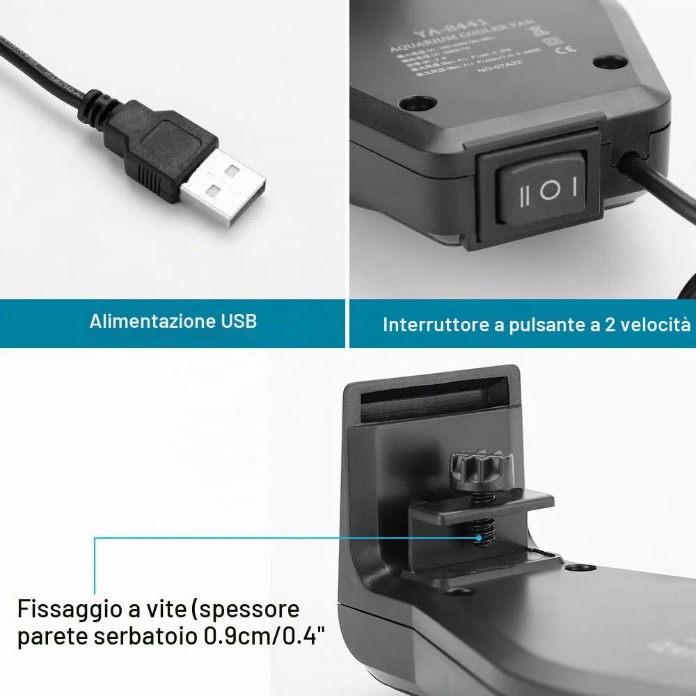 MiOYOOW Mini Refrigeratore per Acquari, Piccolo Ventole di Raffreddamento con Ampia Uscita dell'Aria, USB Ventilatore per Acquario per Acqua Dolce e Salata