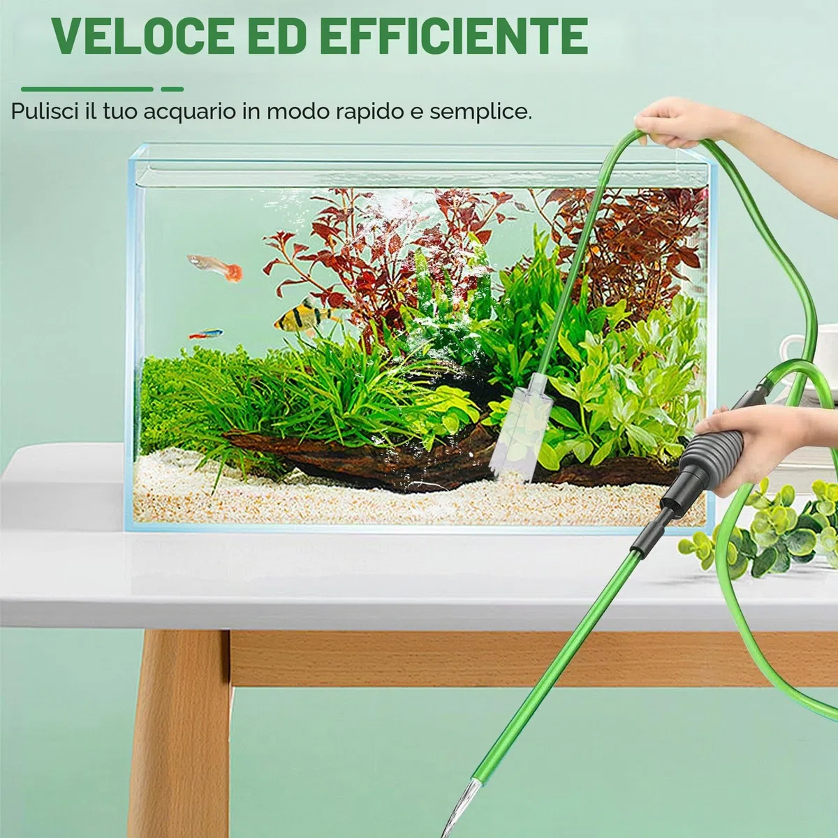 LPZMPZ Sifone per Acquario, Aspiratore Acquario, Pulizia Acquario Ghiaia, Cambio d'Acqua per Acquario, Detergente per Ghiaia per Acquari Kit con sifone per Acquari e Tartarughiere(2.8m)