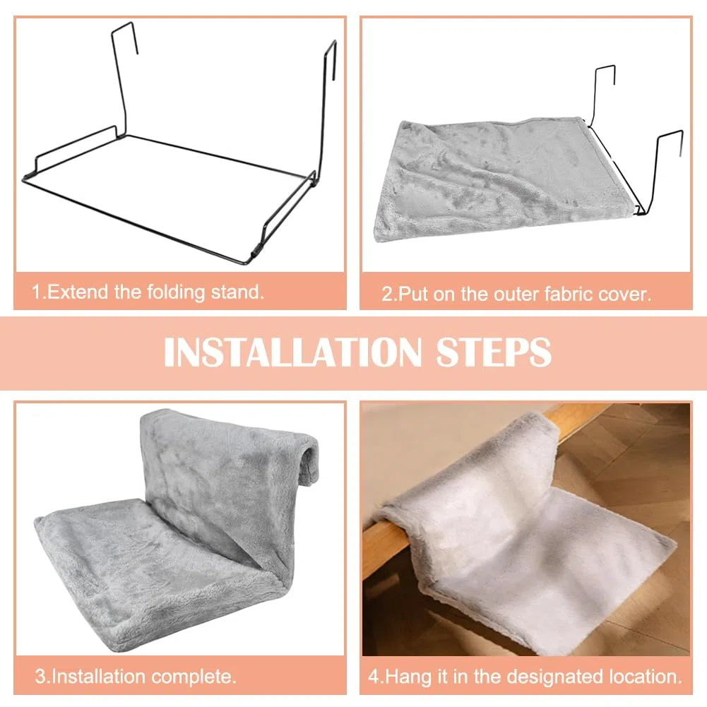 Cat Bed for Heaters, lettino riscaldante per gatti con morbido rivestimento in peluche, Cat Hammock Heating, morbido lettino riscaldante per gatti, per tutti i radiatori (grigio)