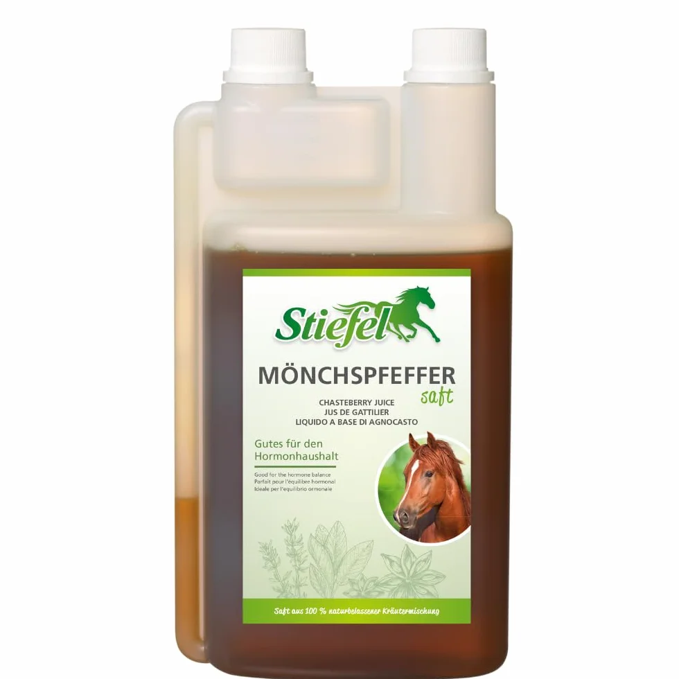 Stiefel Succo di pepe monaco | 1 l | Mangime complementare liquido per cavalli | Aiuto per problemi di rose, amore e cushing | Soluzione naturale per la regolazione degli ormoni