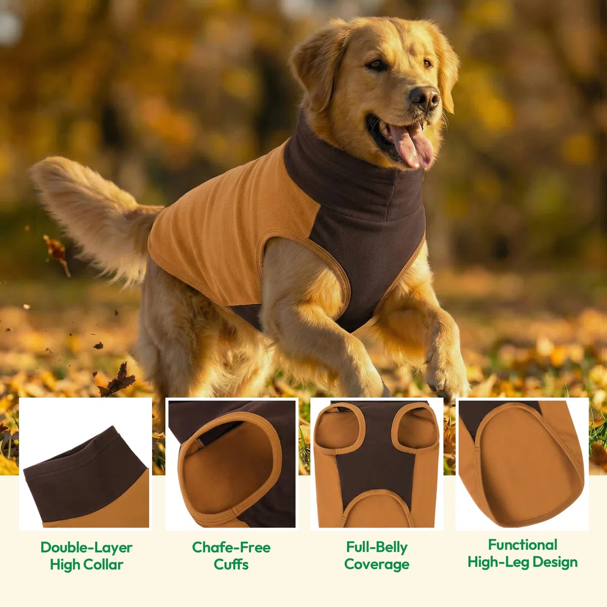 KONVINIT Maglione Cane in Felpa Leggera, Caldo Gilet Invernale con Apertura a U per la Coda, Taglie da M a 5XL Dog Sweater per Cani Medi e Grandi