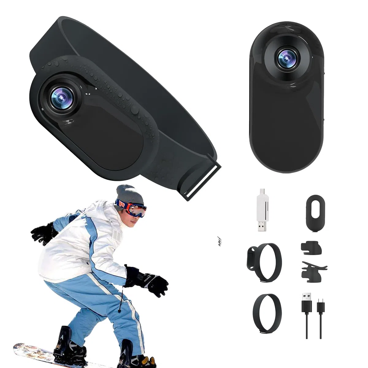Collare per cani con videocamera wireless HD 1080p, telecamera nascosta per gatti, videocamera per gatti, videocamera portatile stabile per sport, con registrazione video