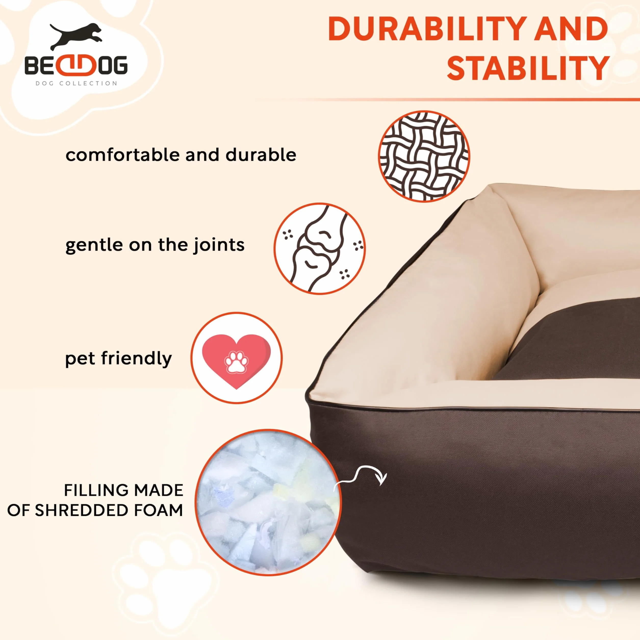 BedDog Cuccia per cani S - Cuscino - Divano - Copertina Rimovibile e Lavabile, Cani Piccola