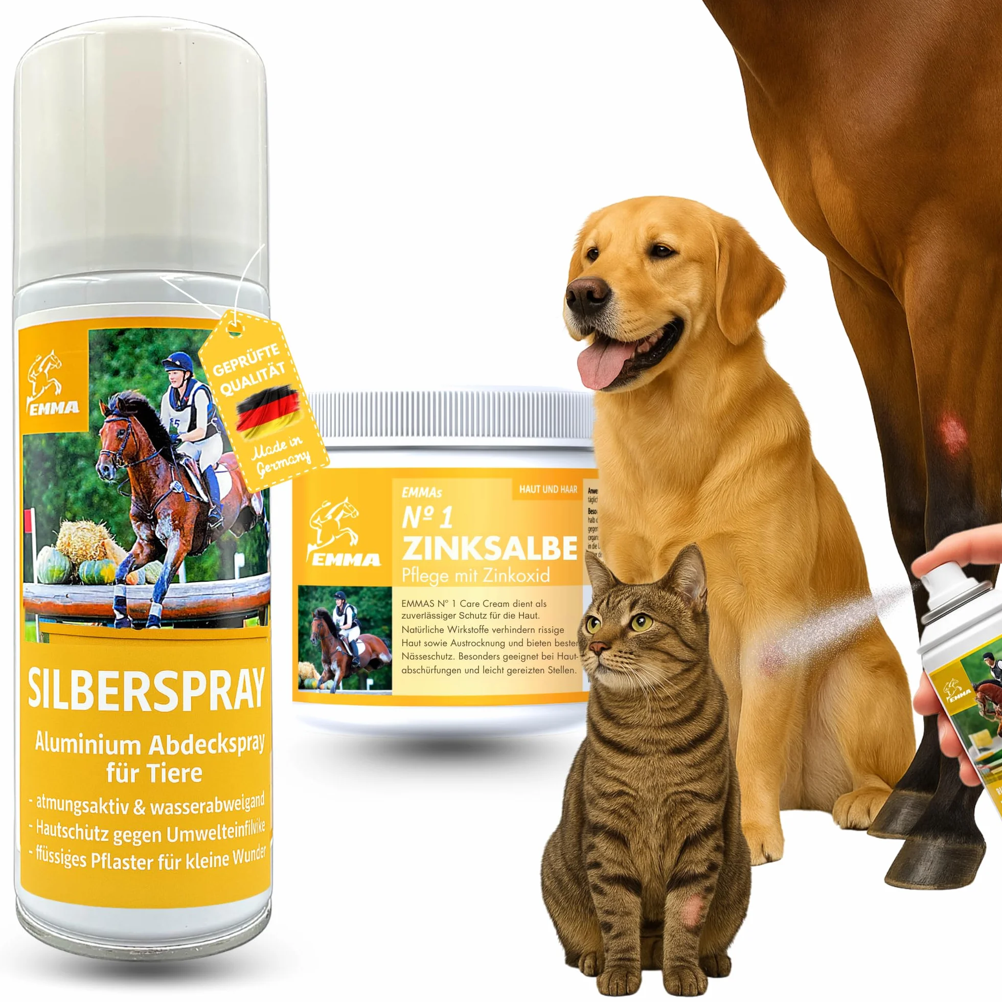 Spray all'argento + unguento allo zinco Cavallo Mucca I spray per la protezione delle ferite, per la guarigione delle ferite, per la disinfezione delle ferite I Cerotto spray per cani 250 ml 200ml