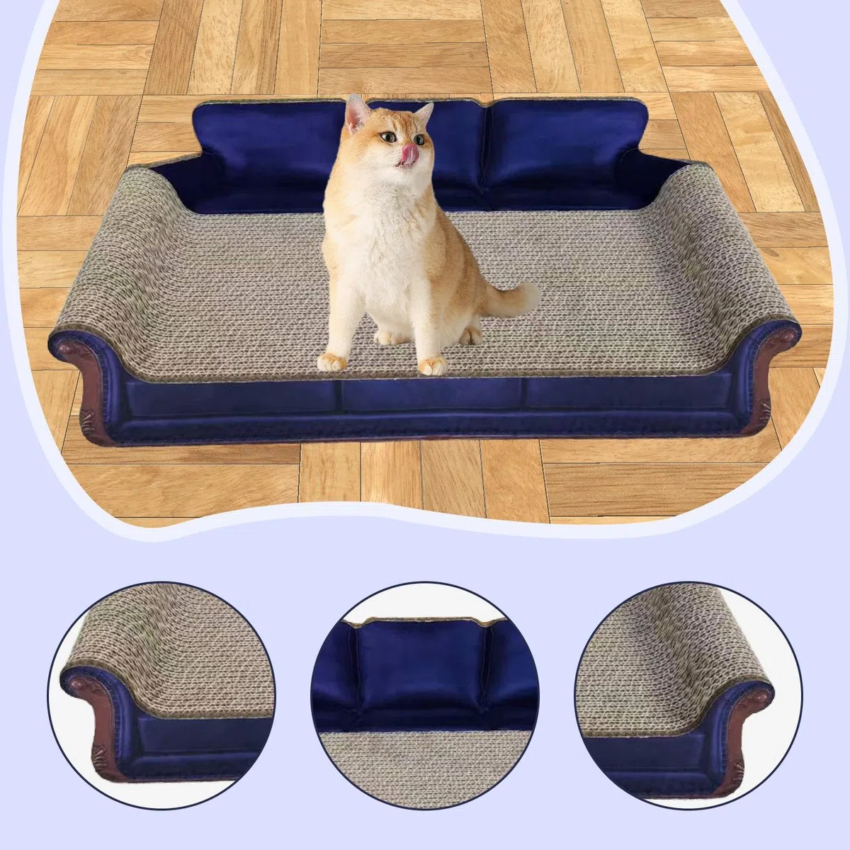 Tiragraffi per Gatti, Divano Letto Tiragraffi per Gatti, per Giocare E Riposare, Blu