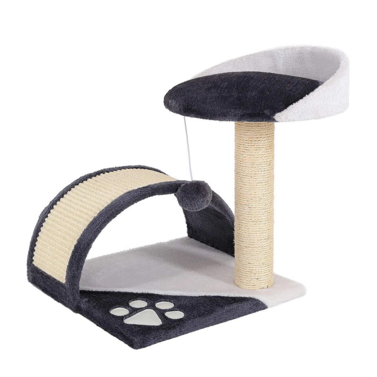 lionto Tiragraffi per Gatto Albero Tiragraffi Gatto Gioco Giocattolo Gatti Altezza 43 cm, Grigio/Bianco