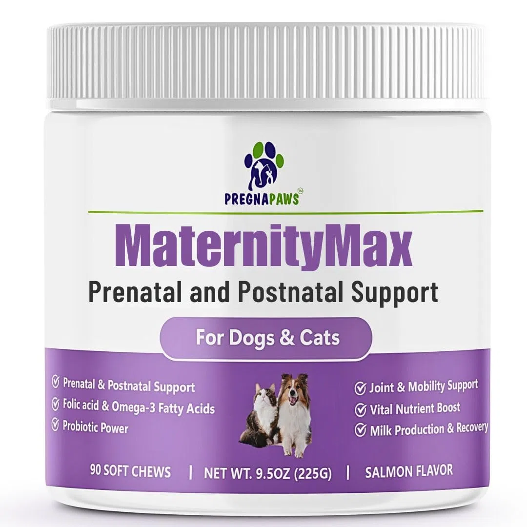 Vitamine prenatali e postnatale per cani e gatti – Integratore con acido folico, biotina, CoQ10, probiotici, glucosamina e vitamine essenziali – Supporta gravidanza, allattamento e recupero – 90 ct