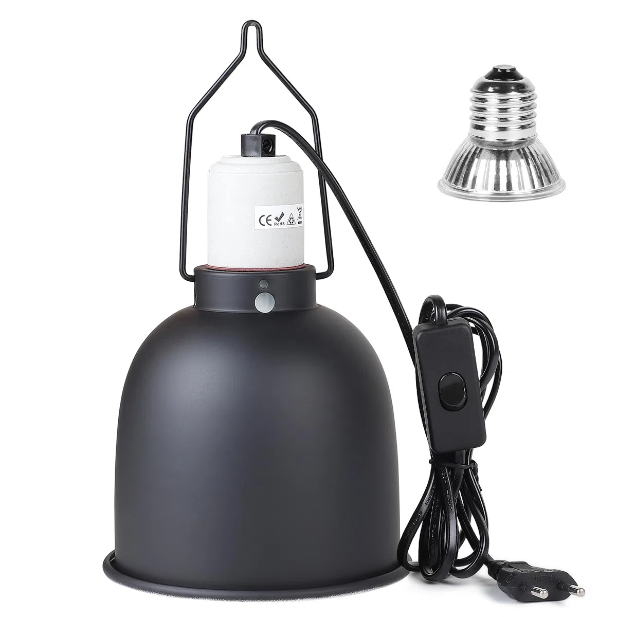 CPROSP Cupola Profonda Rettile Light Fixture E27 con 1 Lampada Riscaldante, Alluminio Rettile Lampada Riscaldante, per Tartaruga Lucertola Drago Barbuto Rettile Amphibians