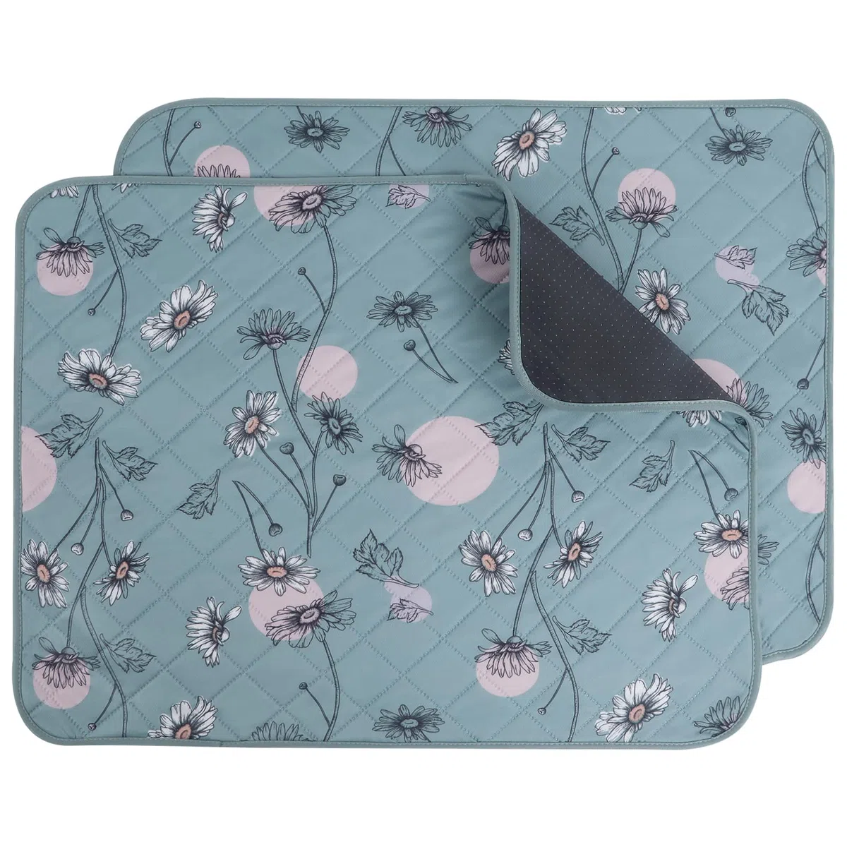 IEUUMLER 2PZ Tappetini Lavabili igienici per Cani, riutilizzabili educatore tappetino Pads per Cuccioli, Addestramento Assorbente traversine per cani per la Pipì FC013 (Margherita Verde, 60*90cm-2pcs)
