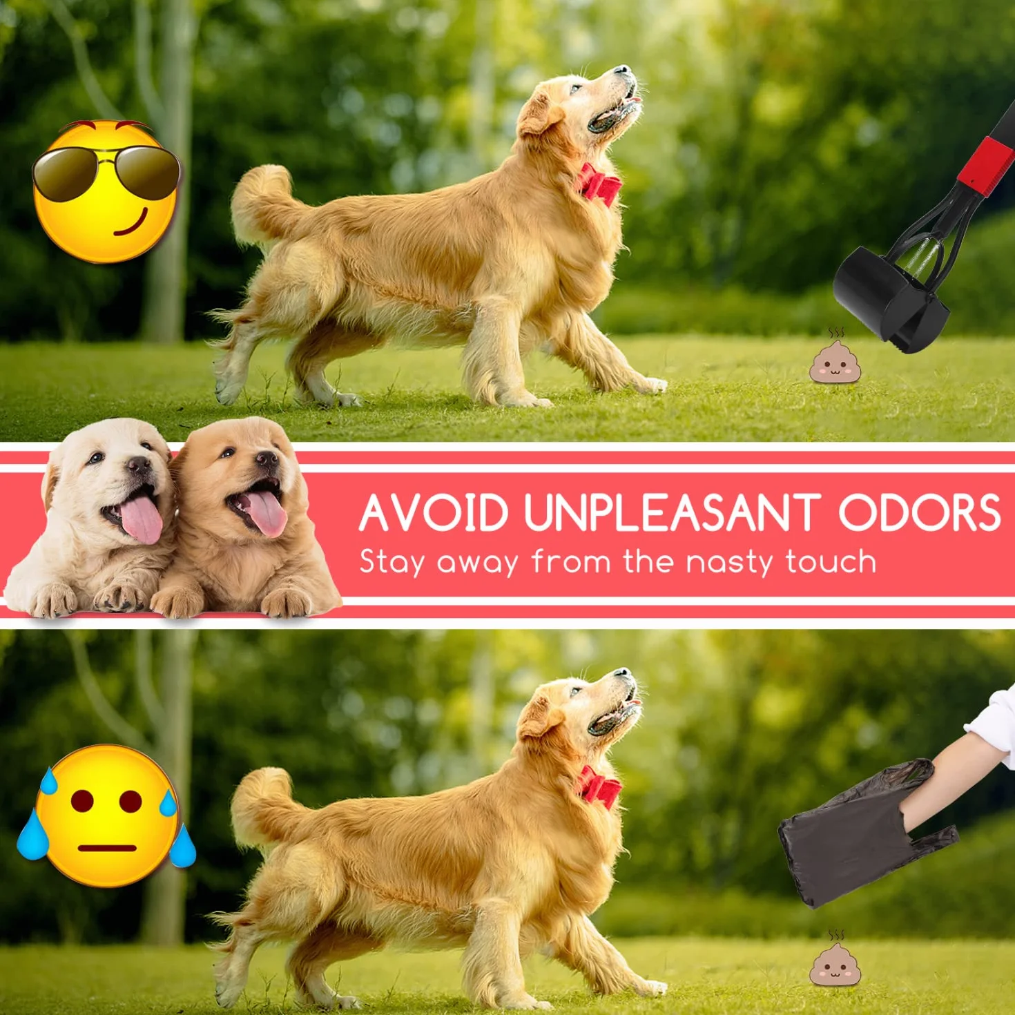Nobleza 66cm Paletta Racogli Escrementi per Cani, Manico Lungo Piegarsi Portatile e Pratico Pooper Scooper