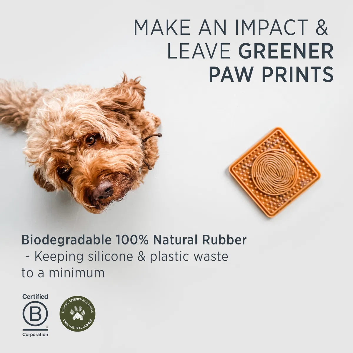 HEVEA Tappetino per leccare cani in gomma naturale, con 25 ventose, per ridurre la noia e alleviare l'ansia, perfetto per la toelettatura del bagno, testato e sicuro per il tuo cane (naturale)