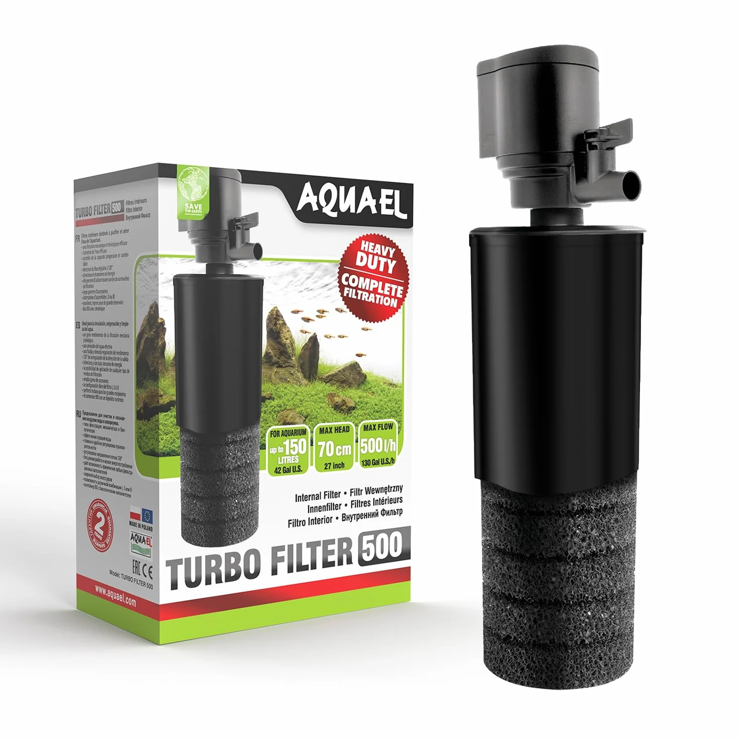 Aquael Filtro Turbo 500 N, 1 Pezzo (Confezione da 1)