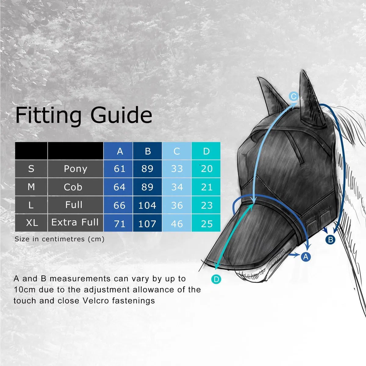 Harrison Howard CareMaster Maschera Anti-Mosche per Cavallo UV Protezione con para Orecchie Argento/Blu (XL; Extra Full)