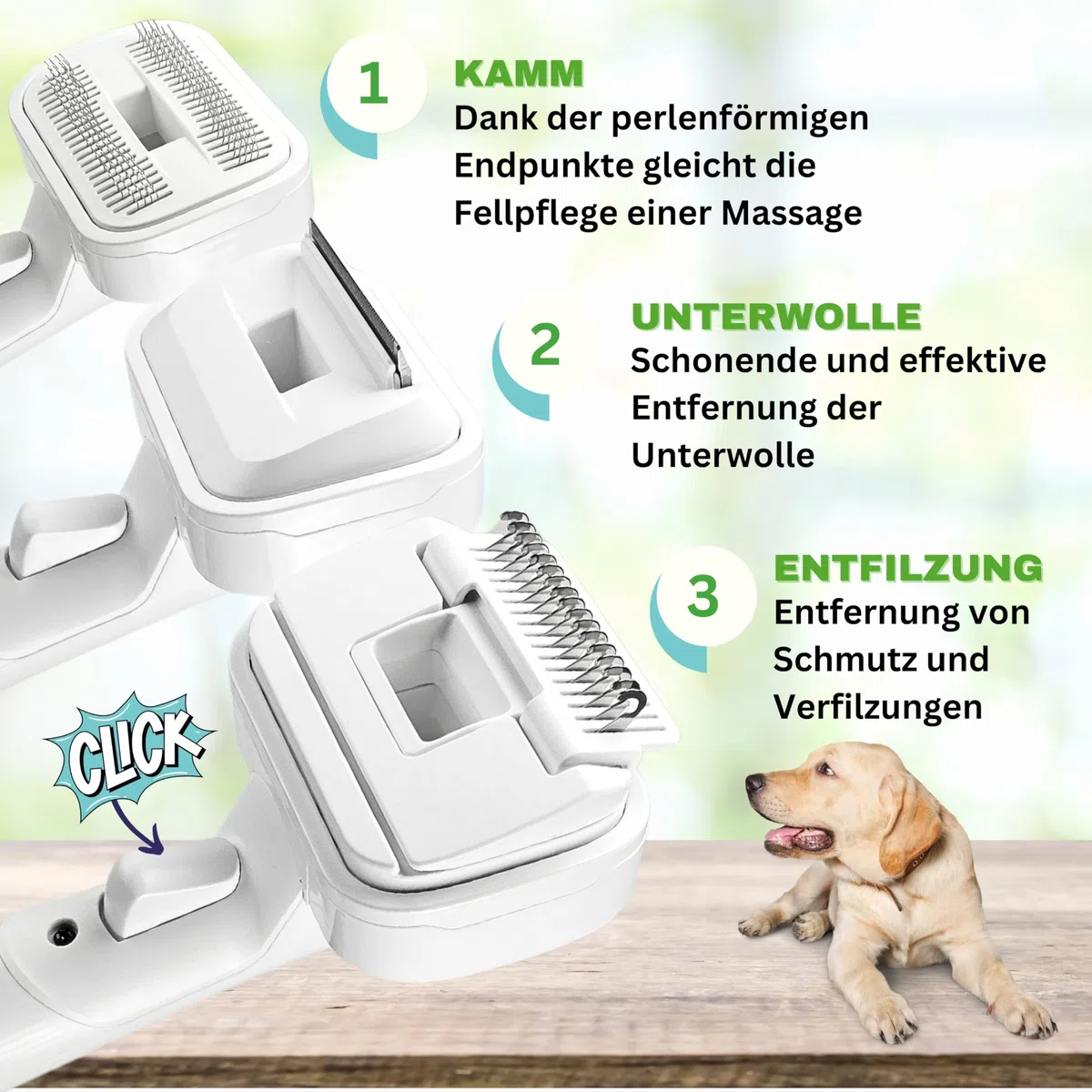 SAFE 'N CLEAN Spazzola per peli di animali domestici, set 3 in 1, compatibile con Dyson Miele Siemens Rowenta AEG Kärcher con adattatore per tutti gli aspirapolvere Ø 32 mm 35 mm