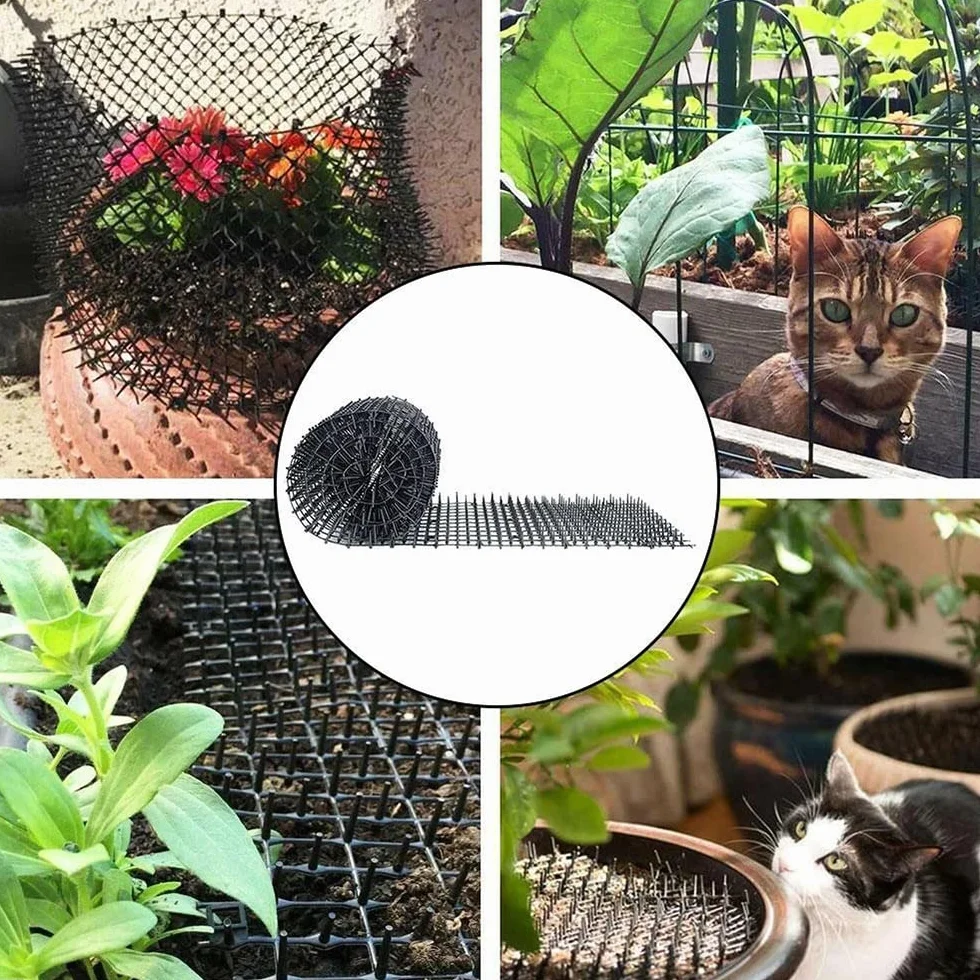NEWFUN Tappetino Repellente per Gatti,Tappetino Deterrente per Cani con Picchi Rete Anti-Gatto,Picchi Rete Anti-Gatto per Protezione da Giardino,200 * 28 cm, con 8 Ancoraggi da Terra a Forma di U