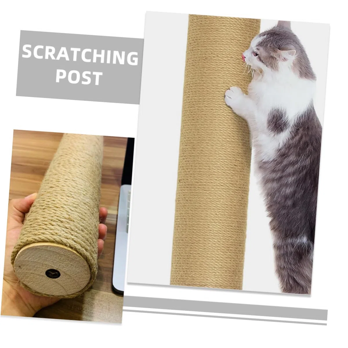 Tiragraffi Palo di Ricambio Robusto e Sicuro in Legno Corda di Juta Resistente per Gatti per Alberi e Accessori per Gatti