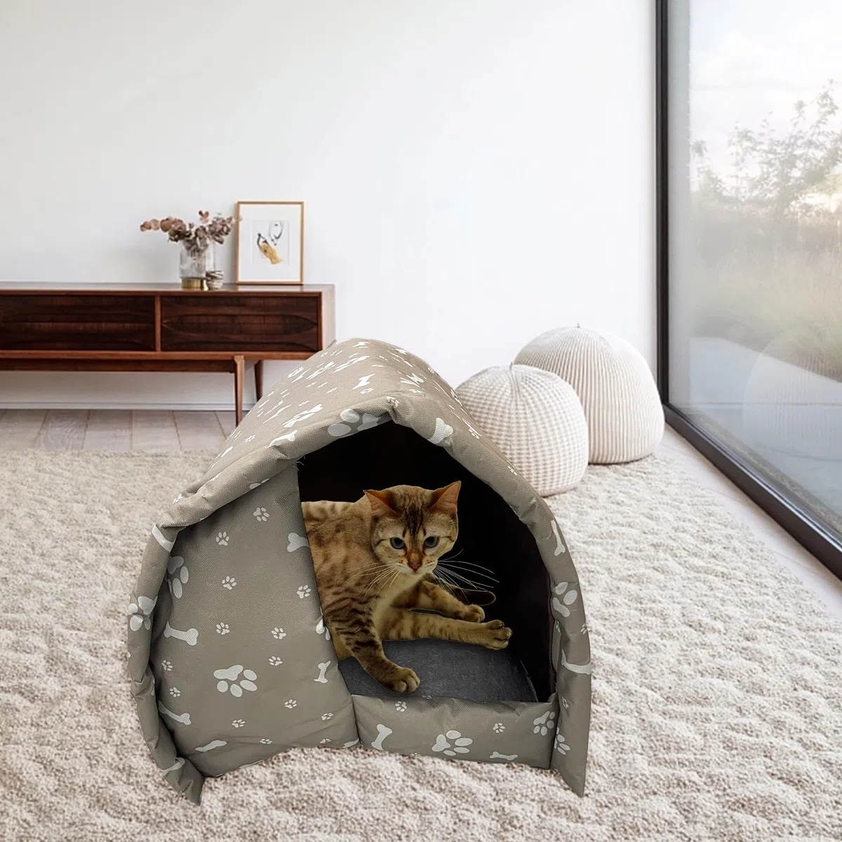 Casetta per Gatti per Esterni Tenda Impermeabile per Gatto Randagio,Cuccia per Cani da Esterno Calda,Lavabile,Resistente Alle Intemperie,per Animali Domestici Randagi 42x31x28cm