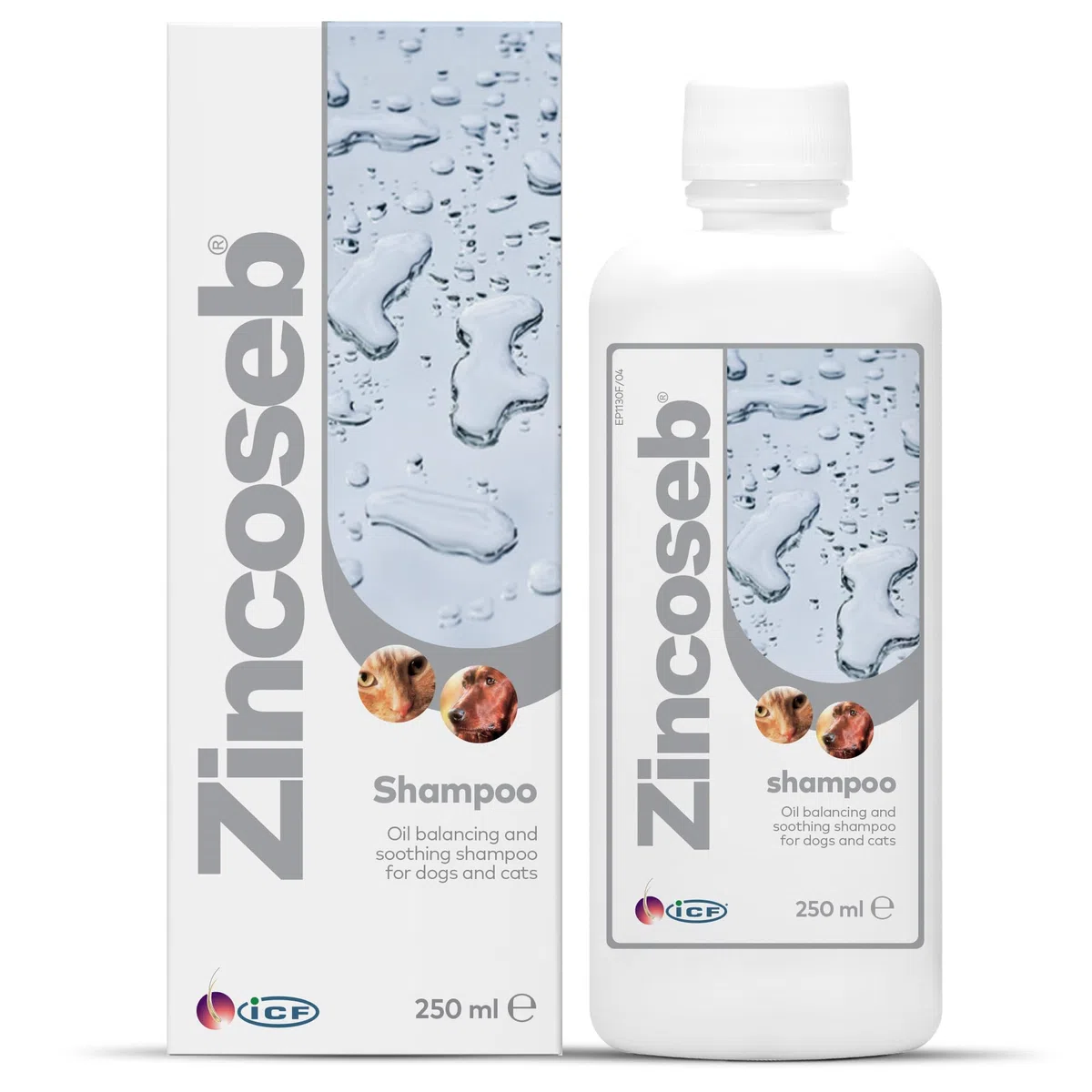 ICF | Zincoseb Shampoo per cani per alleviare il prurito della pelle + antimicotico + antibatterico per cani e gatti | Realizzato per animali domestici con pelle sensibile | 250 ml ICF | Zincoseb