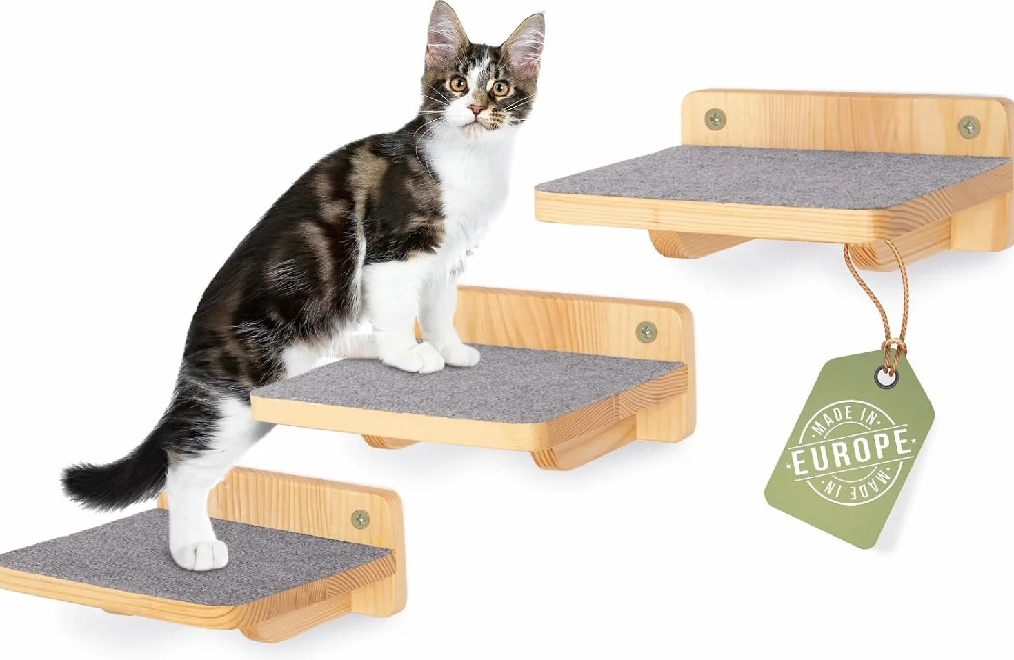 WOOWOOD Parete da arrampicata per gatti, set da 3 scale per gatti, da parete, per gatti, per arrampicata su parete, per gatti, per arrampicata su parete, XL