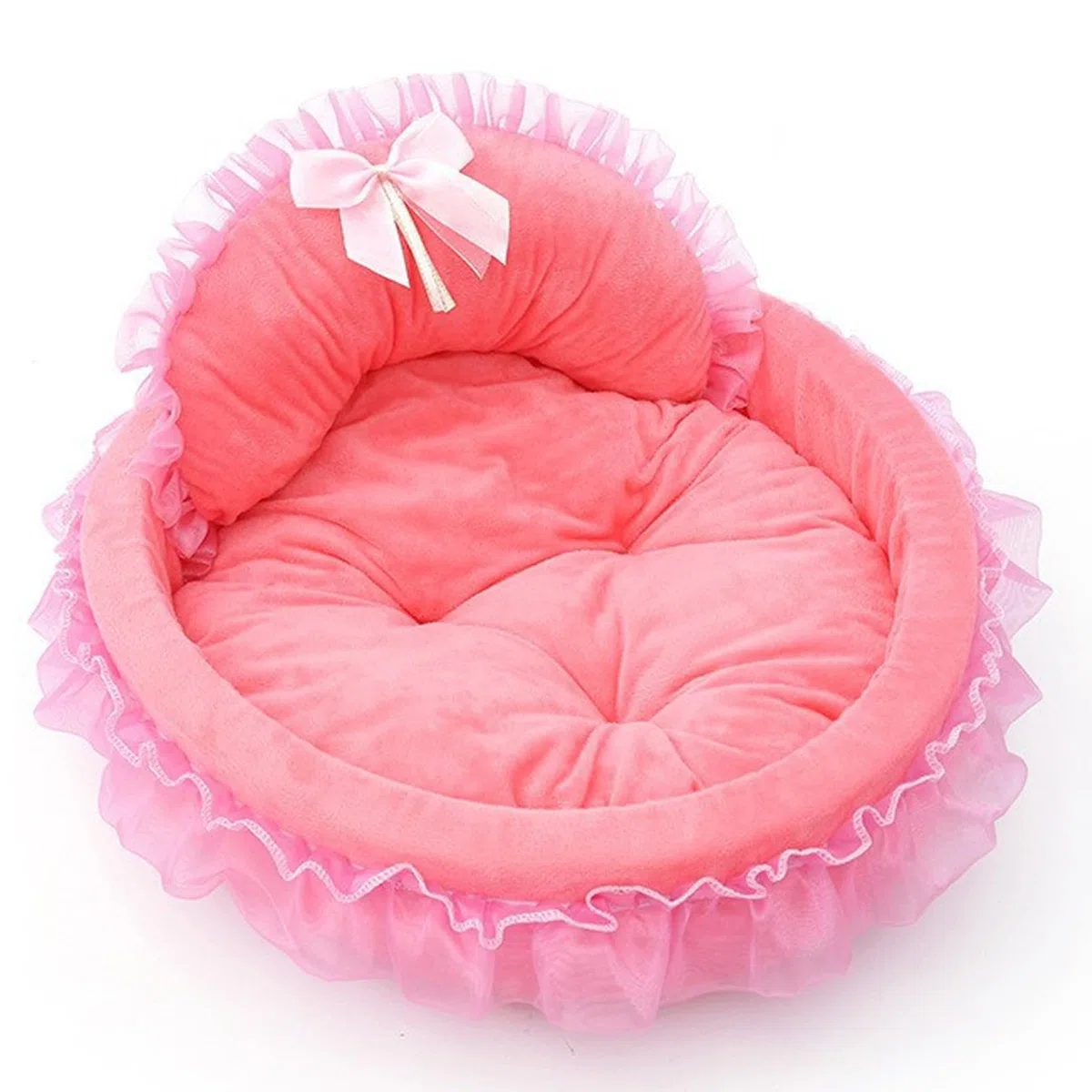 Cuccia per cani Princess con finiture arricciate, morbida e calda cuccia per cuccioli con cuscino staccabile, accogliente divano per gatti