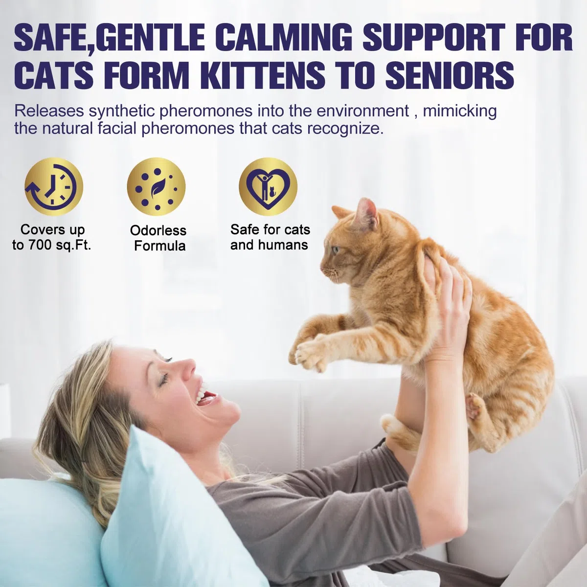 Diffusore di Feromoni Calmanti per Gatti, Riduce Stress, Ansia e Graffi, Aiuta a Ridurre Aggressività e Conflitti tra Gatti, Adatto a Tutti i Gatti, 1 Diffusore + 3 Ricariche da 48 ml