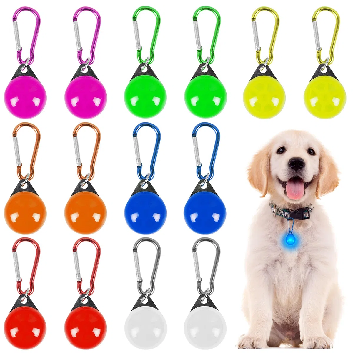 Ciondolo luminoso per cani: 14 pezzi di luce LED di sicurezza lampeggiante, 3 modalità di lampeggiamento, 7 colori di luce di sicurezza per animali domestici