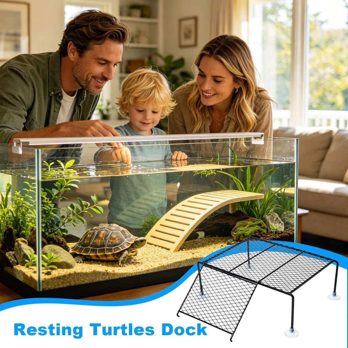 Piattaforma per tartarughe per acquario, decorazione rampa con – Isola solare 'acquario di tartaruga – Adatto per ristorante, soggiorno, balcone, terrazzo, tritone, granchi e tortois