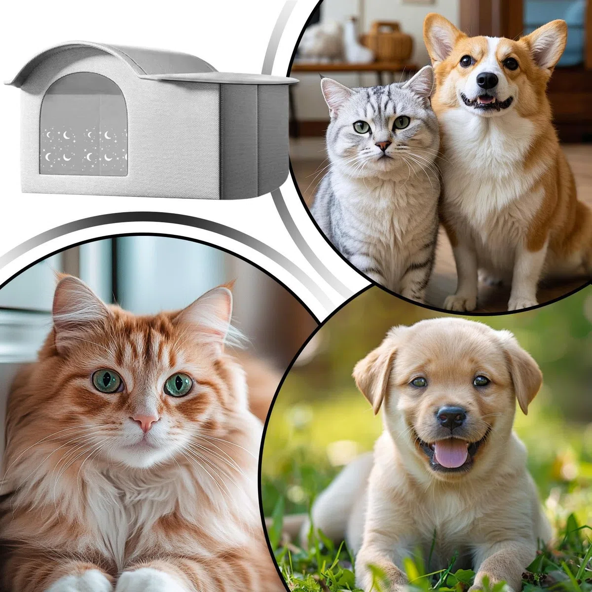 Cuccia Refrigerante per Gatti | Cuccia per Gatto con Pacchetto Ghiaccio Pieghevole | Casetta Estiva Pieghevole per Cuccioli - per Interno, Giardino, Campeggio e Viaggi