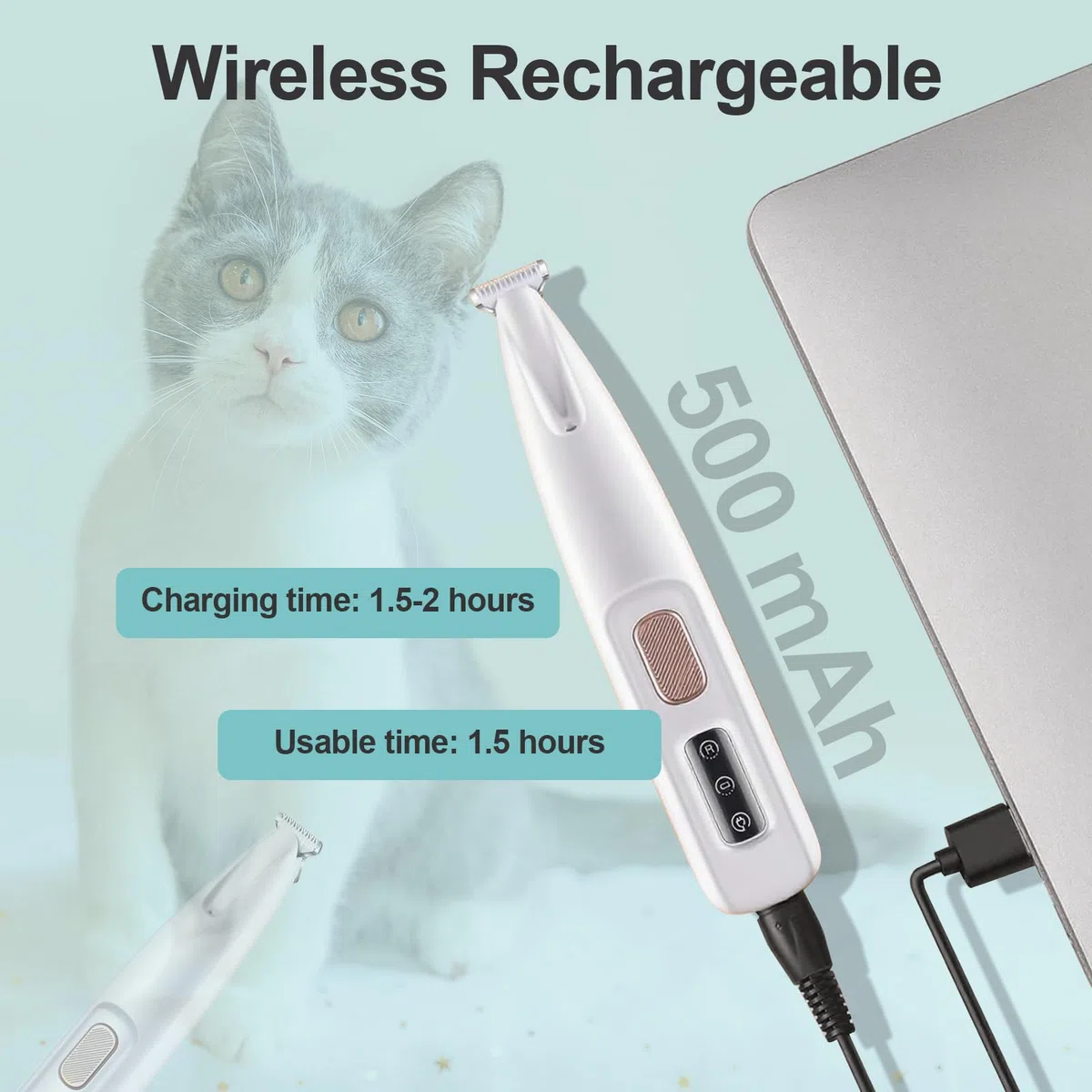 Tosatrice per Cani Professionale Senza Fili con Luce LED - Trimmer per Zampe Silenzioso Ricaricabile per Gatti e Cani Zampe, Faccia, Orecchie, Corpo, Include Spazzola & Olio