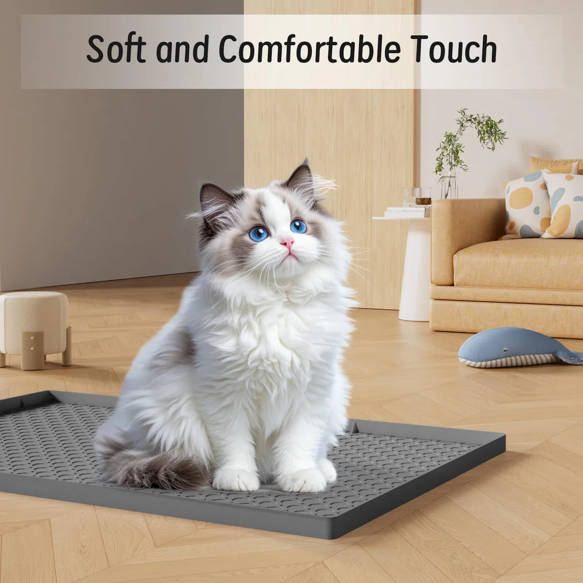 Tappetino in silicone per lettiera per gatti grande 86cm x 56cm,tappetino per gatti per lettiera, antiscivolo e impermeabile, bordi rialzati