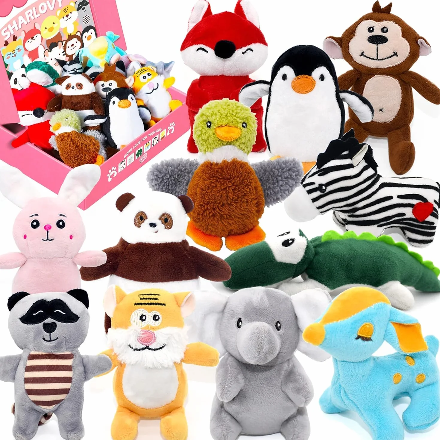 SHARLOVY Giocattoli cigolanti per cani di piccola taglia, giocattolo per cuccioli di animali di peluche, giocattolo da masticare per cuccioli carini per dentizione del cane.