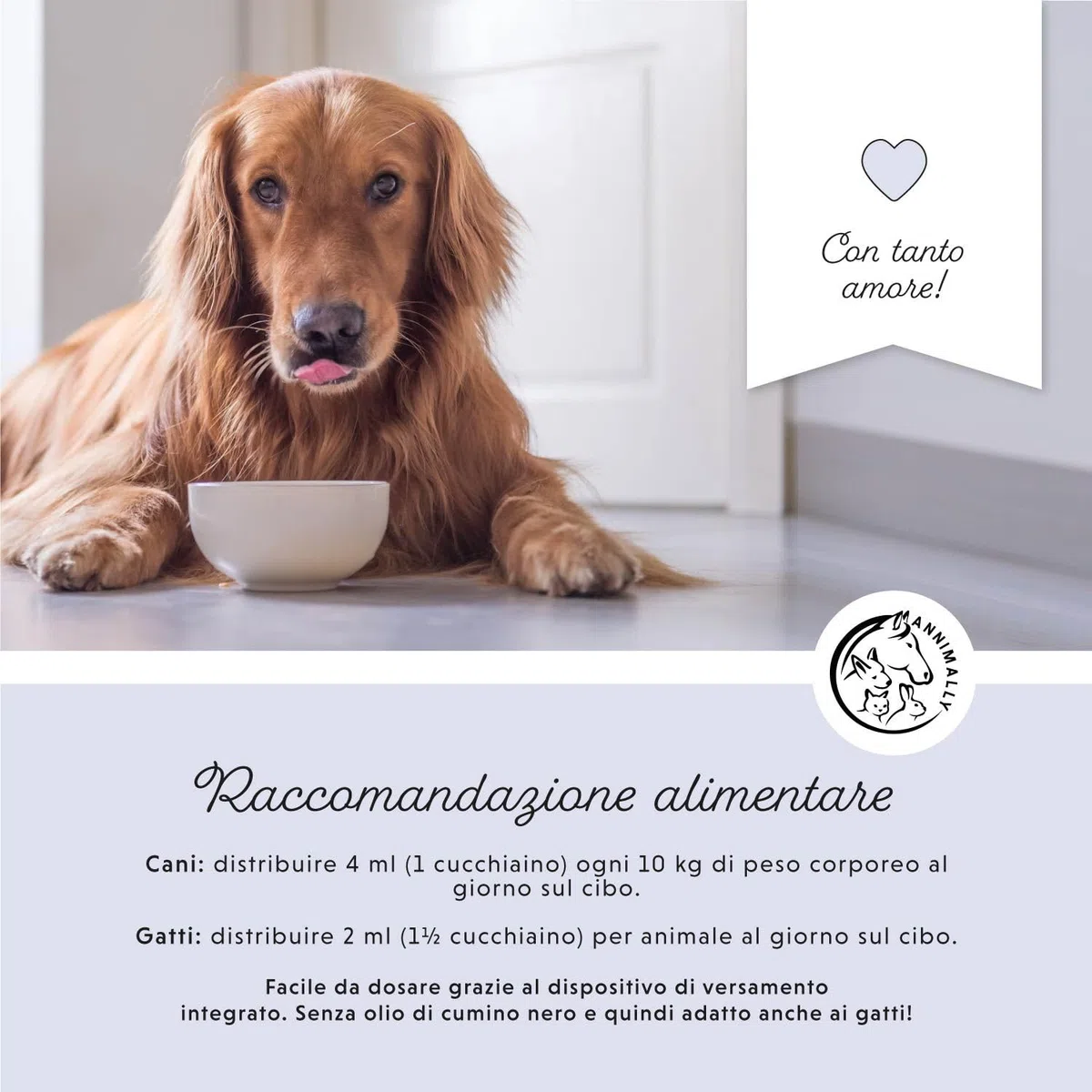 Olio BARF per cani 500 ml Olio Barf con Omega 3-6-9 composto da: olio di salmone, olio di colza, olio di canapa e olio di borragine - olio per alimentazione canina da utilizzare come condimento