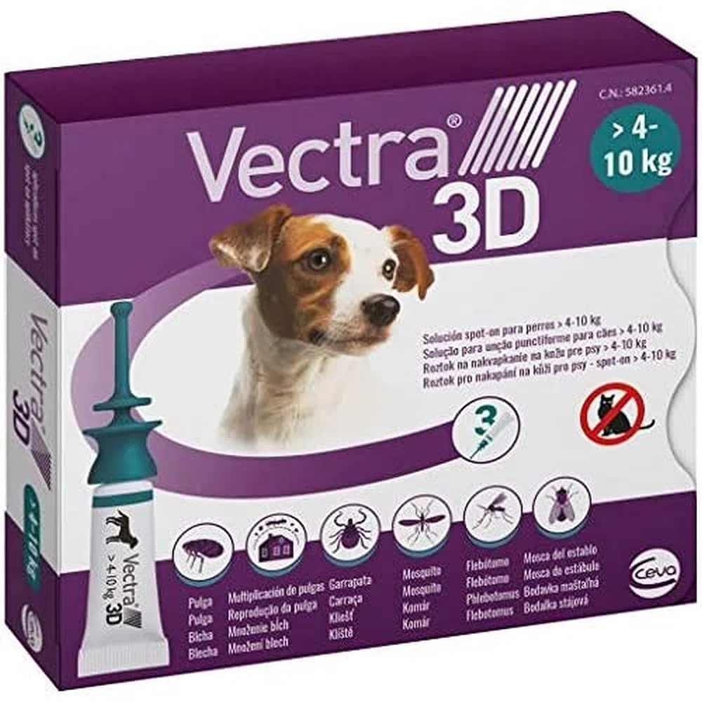 Ceva - 3D Vectra cani di piccola taglia 4-10 kg, 3 pipette - 1500 g