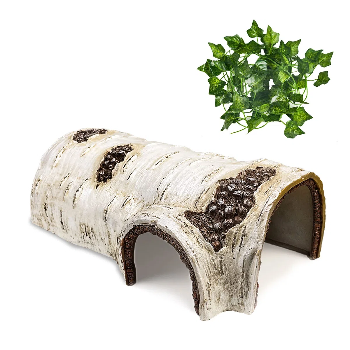 Rettile Nascondi Grotte Simulazione Nascondiglio Albero Nascondi Serpente Leopard Gecko Terrarium Plastic Plant Leaves Ornament Habitat Shelter Decor for Lizard Hermit Crab Spider Frog Amphibians (L)