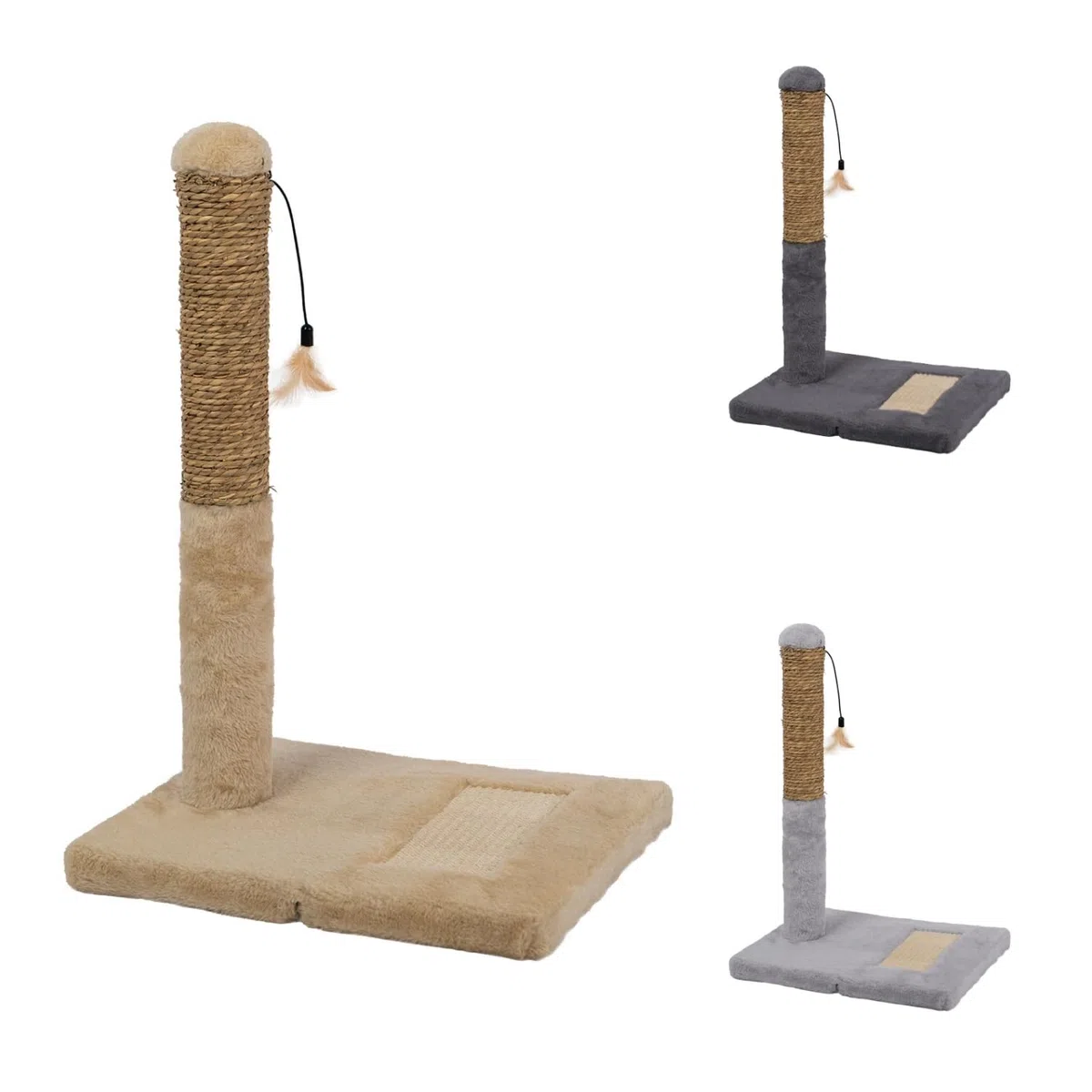Tiragraffi per Gatti Rivestito in Sisal Naturale altezza 52 cm, Gioco per Gatti - Beige