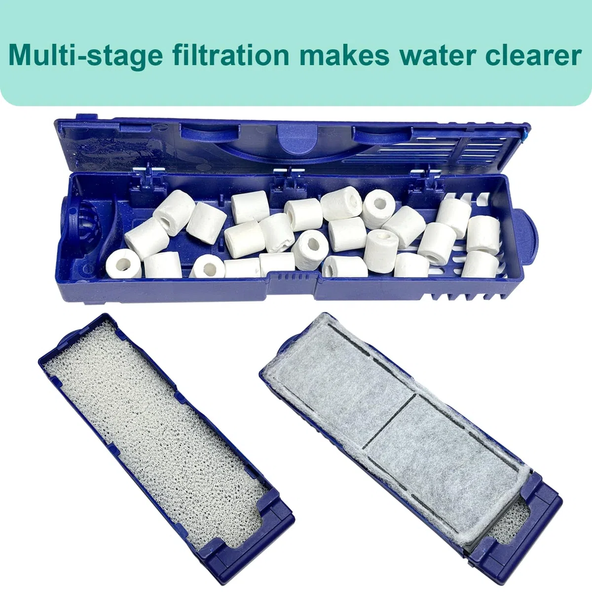 Set di 9 filtri per acquari compatibili con filtro subacqueo Fluval U2, filtro per acquari d'acqua dolce e salata, include 4 cuscinetti in schiuma, 4 cartucce in policarbonato e 1 anello in
