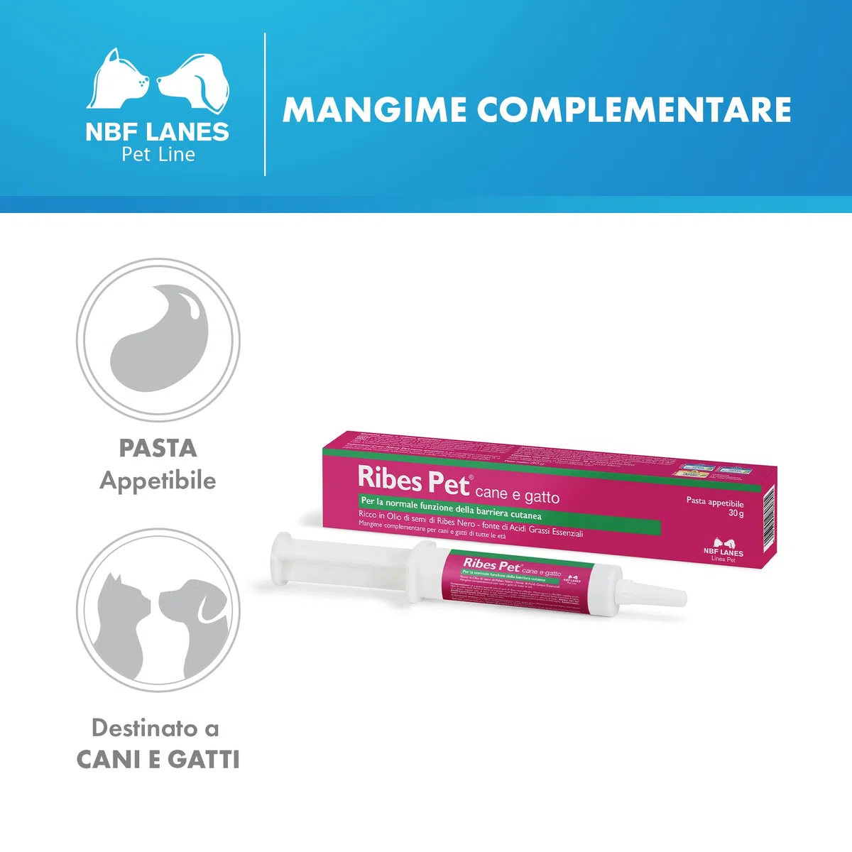 NBF Lanes | Ribes Pet Cane e Gatto, Pasta Appetibile 30 g, per la Normale Funzione della Barriera Cutanea