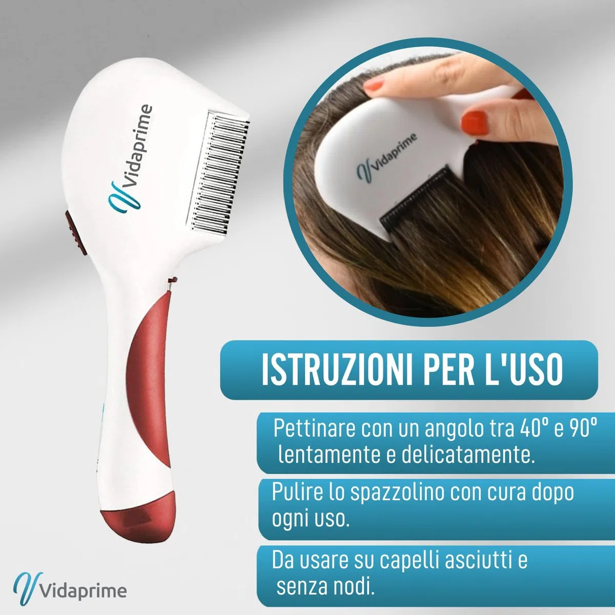 Vidaprime - Pettine elettrico antipidocchi e lendini, efficace, cura ottimale dei capelli, professionale