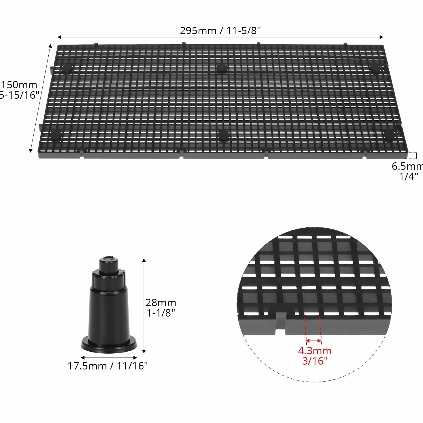 QWORK® 8 Pezzi 15 x 30 cm Rete per Acquario in plastica con 48 Supporti per filtrazione Fai-da-Te e aquascaping.